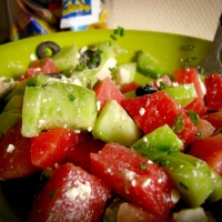 Salade de pastèque concombre et feta